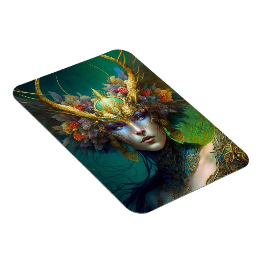 Horned Elf Woman Fantasy Magnet (Rechte Seite)