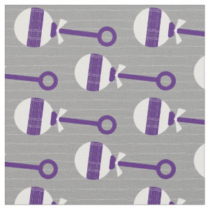 Horned Frog Lila Kariertes Baby Rattle on Gray Stoff
