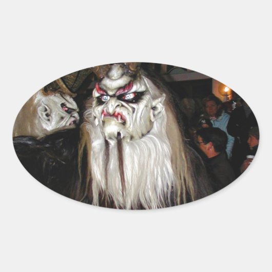 Horned Japanese Devil Mask Ovaler Aufkleber (Vorderseite)