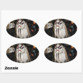 Horned Japanese Devil Mask Ovaler Aufkleber (Blatt)