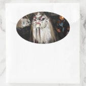Horned Japanese Devil Mask Ovaler Aufkleber (Tasche)