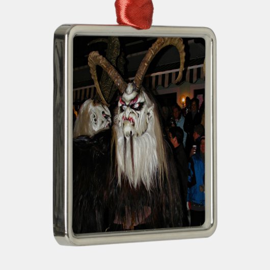 Horned Japanese Devil Mask Silbernes Ornament (Rechts)