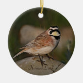 Horned Lark Bird - Runde Keramik Ornament (Vorne)