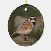 Horned Lark Bird - Runde Keramik Ornament (Links)