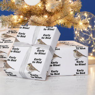 Horned Lark Early To Bed Early To Rise Vogel Zitat Geschenkpapier