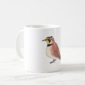Horned Lark Vogelart Aquarellkunst Kaffeetasse (Vorderseite Links)