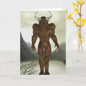 Horned Minotaur Note Card Karte (Gelbe Blume)