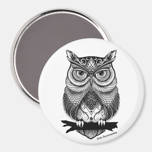 Horned Owl 3-Zoll-Magnet Magnet (Vorderseite/Rückseite)