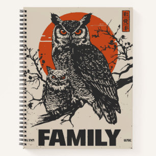 Horned Owl and Owlet - Watchful Wild Family Notizblock