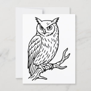 Horned Owl auf Branch Line Art Postkarte