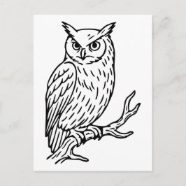 Horned Owl auf Branch Line Art Postkarte