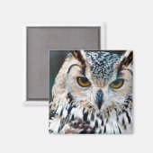 Horned Owl Bird Nature Magnet (Vorderseite/Rückseite)