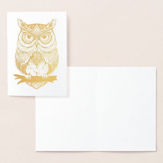 Horned Owl Gold Foil Blank Grußkarte Folienkarte (Anzeige)