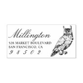 Horned Owl | Rücksendeadresse für Familienname Gummistempel (Prägung)
