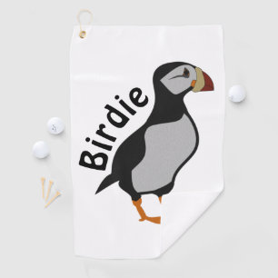 Horned Puffin Stehend Die Viel Glück Birdie Golfhandtuch