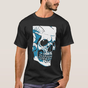 Horned Skull Illustration Black Art Trendy T-Shirt