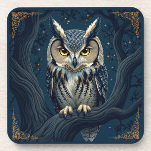 Horned Uhu in der Nacht Getränkeuntersetzer