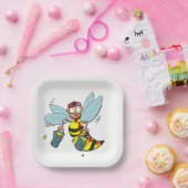 Hornet Wespe Biene mit zwei Eimern Honig Pappteller (Party)