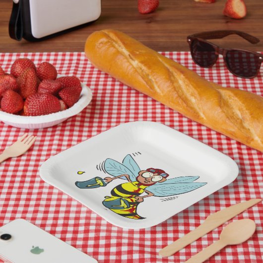 Hornet Wespe Biene mit zwei Eimern Honig Pappteller (Picknick)