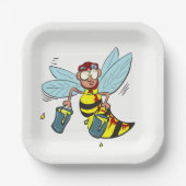 Hornet Wespe Biene mit zwei Eimern Honig Pappteller (Vorderseite)