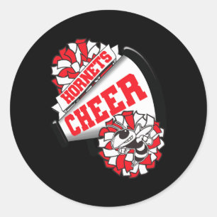 Hornets Cheer Ck Zur Schule Cheerleading-Geist Rot Runder Aufkleber
