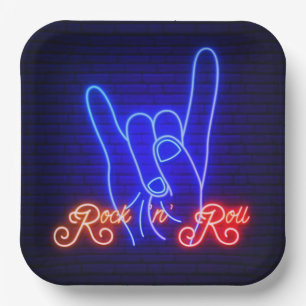 Horns Up Rock 'n Roll Square Pappteller