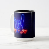 Horns Up Rock 'n Roll Zweifarbige Tasse (Vorderseite Links)