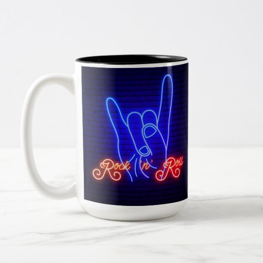 Horns Up Rock 'n Roll Zweifarbige Tasse (Links)