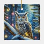 Hornschale im schneebedeckten Wald Keramikornament (Rückseite)