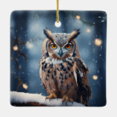 Hornschale im schneebedeckten Wald Keramikornament (Rückseite)