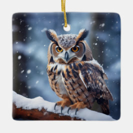 Hornschale im schneebedeckten Wald Keramikornament