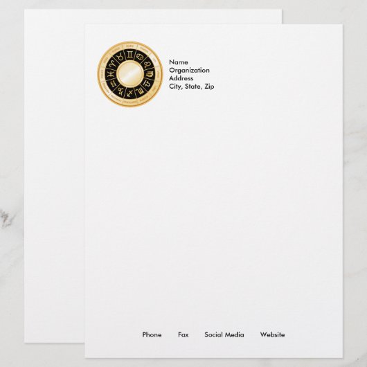 Horoscope Mandala Briefkopf (Vorne/Hinten)