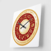 Horoscope Mandala Quadratische Wanduhr (Winkel)