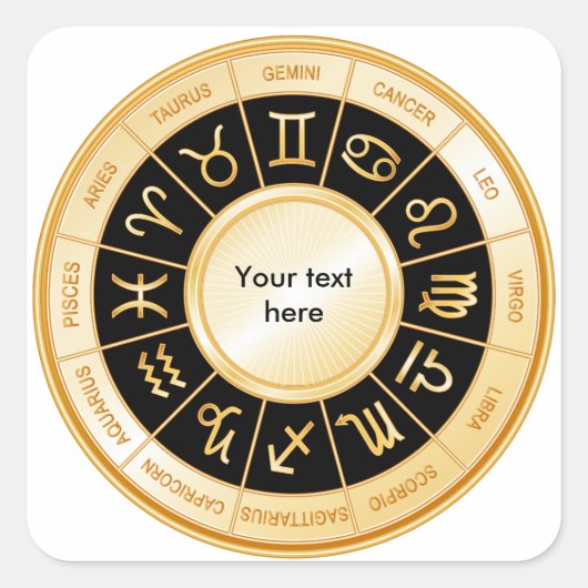 Horoscope Mandala Quadratischer Aufkleber (Vorderseite)