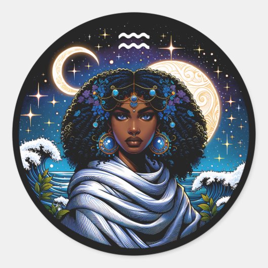 Horoscope Sign Aquarius Symbol Runder Aufkleber (Vorderseite)