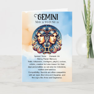 Horoscope Sign Gemini   Geburtstag Karte