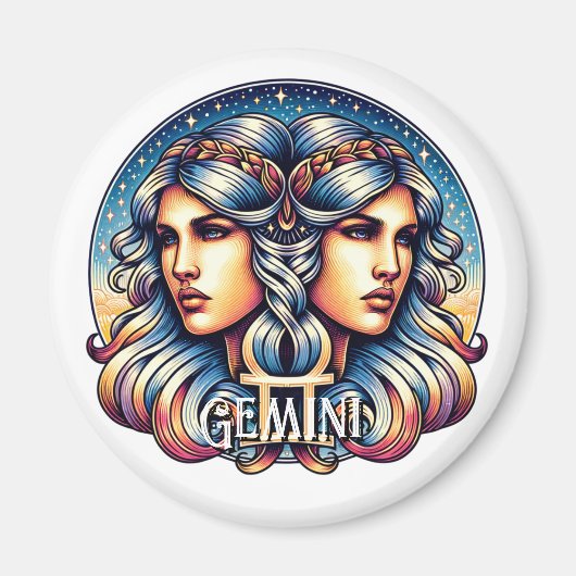 Horoscope Sign Gemini | Twins Astrologie-Zeichen Magnet (Vorne)