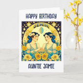 Horoscope Sign Gemini Twins Celestial Birthday Karte (Gelbe Blume)