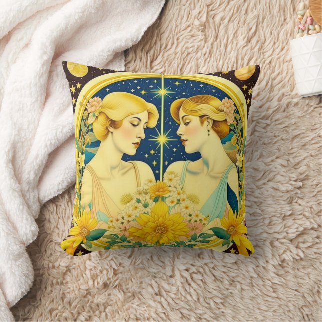 Horoscope Sign Gemini Twins Ethereal Kissen (Decke)