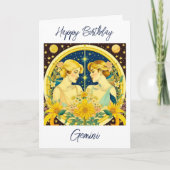 Horoscope Sign Gemini Twins Personalisiert Geburts Karte (Vorderseite)