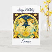 Horoscope Sign Gemini Twins Personalisiert Geburts Karte (Gelbe Blume)