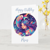 Horoscope Sign Pisces Happy Birthday Karte (Gelbe Blume)