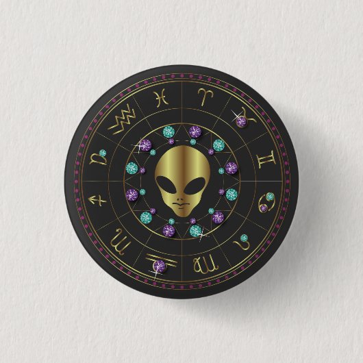 Horoscope Zodiac Alien Button (Vorderseite)