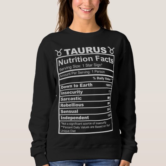 Horoscope Zodiac Sign Astrology Nutrition Facts Ta Sweatshirt (Vorderseite)