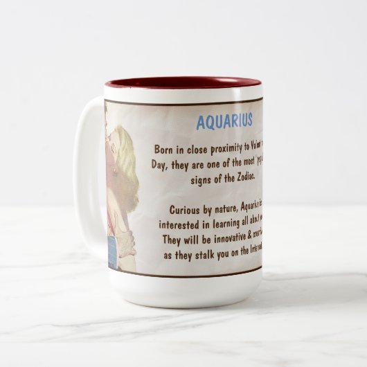 Horoskop: AQUARIUS (mit G) Zweifarbige Tasse (Vorderseite Links)