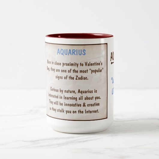 Horoskop: AQUARIUS (mit G) Zweifarbige Tasse (Mittel)