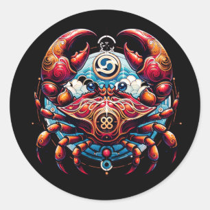 Horoskop Astrologisches Zeichen für Krebs im Krebs Runder Aufkleber