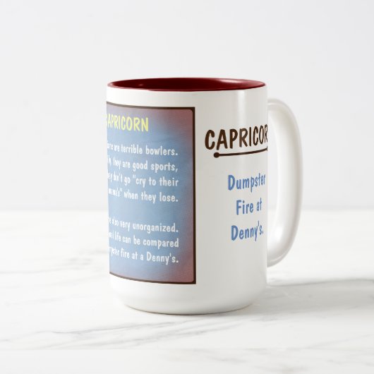 Horoskop: CAPRICORN (mit G) Zweifarbige Tasse (VorderseiteRechts)
