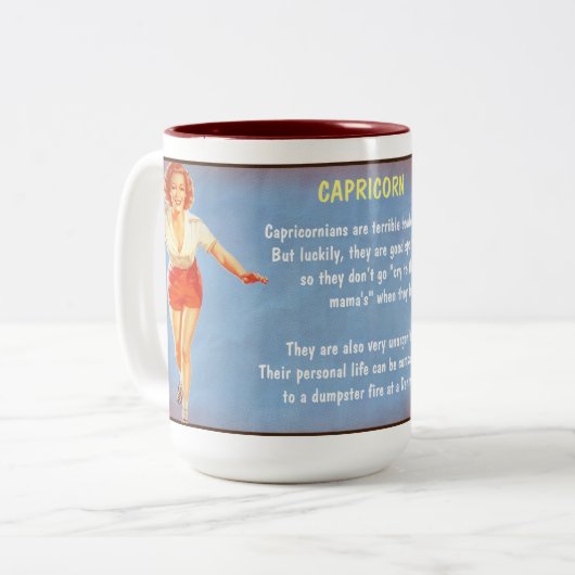 Horoskop: CAPRICORN (mit G) Zweifarbige Tasse (Vorderseite Links)