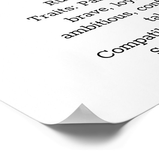 Horoskop | Daten und Eigenschaften Poster (Ecke)